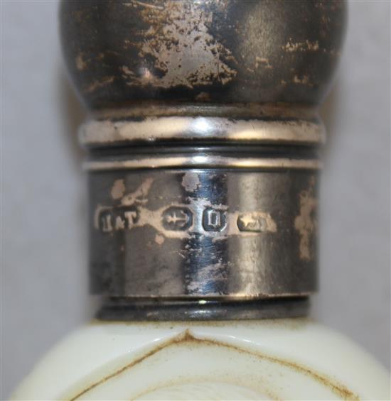 A Stourbridge milk glass chick and egg scent bottle, possibly Stevens & Williams, late 19th century, 8.5cm